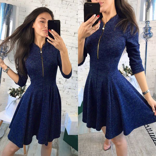 2018 autumn and winter short dress women back zipper elegant work office wear, White;black
2018 autumn and winter short dress women back zipper elegant work office wear, White;black