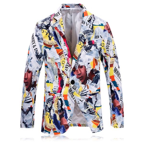 2017 spring men's leisure fashion suits single button blazer men jackets, men's letter pattern printing blazers, White;black
2017 spring men's leisure fashion suits single button blazer men jackets, men's letter pattern printing blazers, White;black