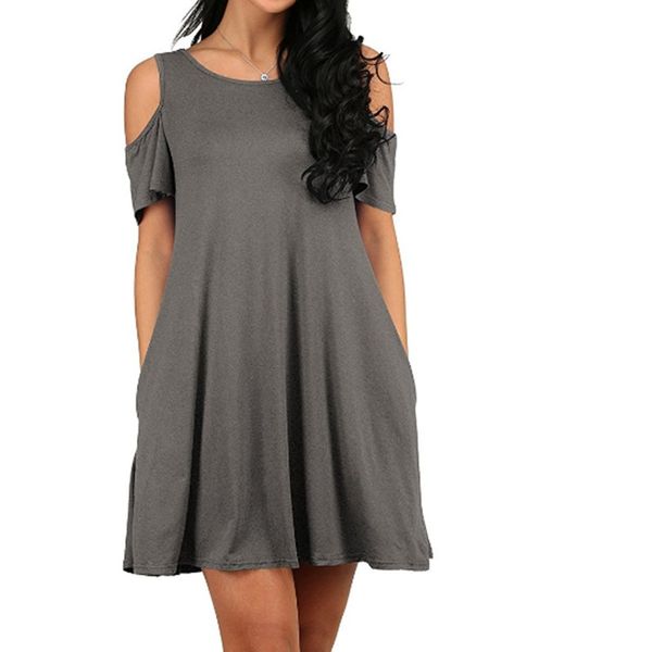 women dress europe and the united states women solid color strapless short-sleeved dress, Black;gray
women dress europe and the united states women solid color strapless short-sleeved dress, Black;gray