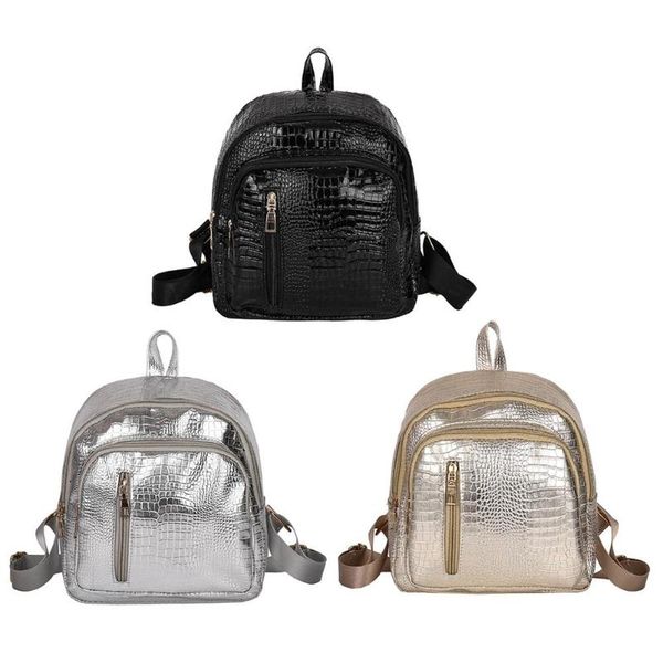 fashion women small bright pu leisure school student shoulder bag backpacks