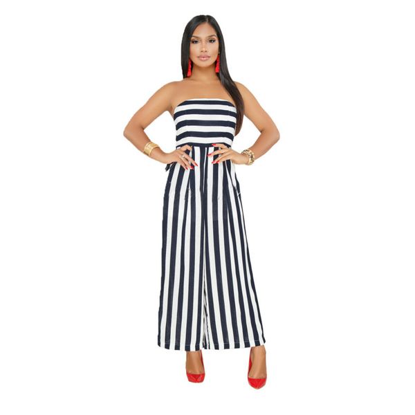 women's jumpsuit striped color strapless and loose long wide leg pants bodysuit, Black;white
women's jumpsuit striped color strapless and loose long wide leg pants bodysuit, Black;white