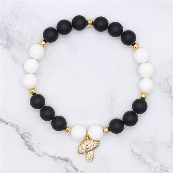 gold mushroom shape cubic ziconia pendant bracelets black white natural stone beads bracelet charm jewelry mbr180256
gold mushroom shape cubic ziconia pendant bracelets black white natural stone beads bracelet charm jewelry mbr180256