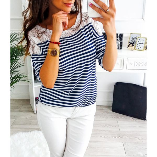 stripes loose t-shirt women casual long sleeve hollow out lace patchwork spring autumn tees female shirts ws9894v, White
stripes loose t-shirt women casual long sleeve hollow out lace patchwork spring autumn tees female shirts ws9894v, White
