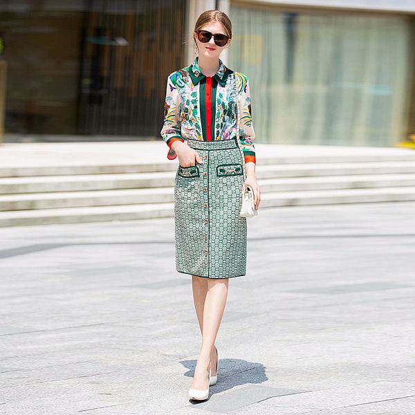runway designer new fashion autumn party boho beach print shirt pencil half skirt vintage elegant chic women's sets, White
runway designer new fashion autumn party boho beach print shirt pencil half skirt vintage elegant chic women's sets, White