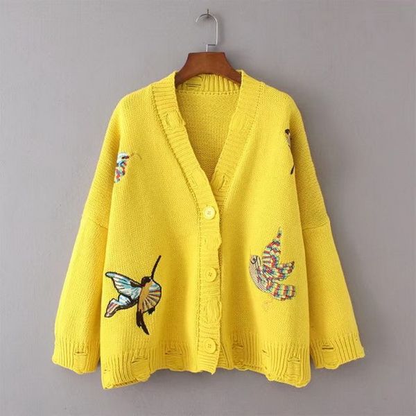 nanabubu women sweater spring autumn winter fashion elegant birds embroidery loose girl's knitted cardigans female cardigan, White;black
nanabubu women sweater spring autumn winter fashion elegant birds embroidery loose girl's knitted cardigans female cardigan, White;black