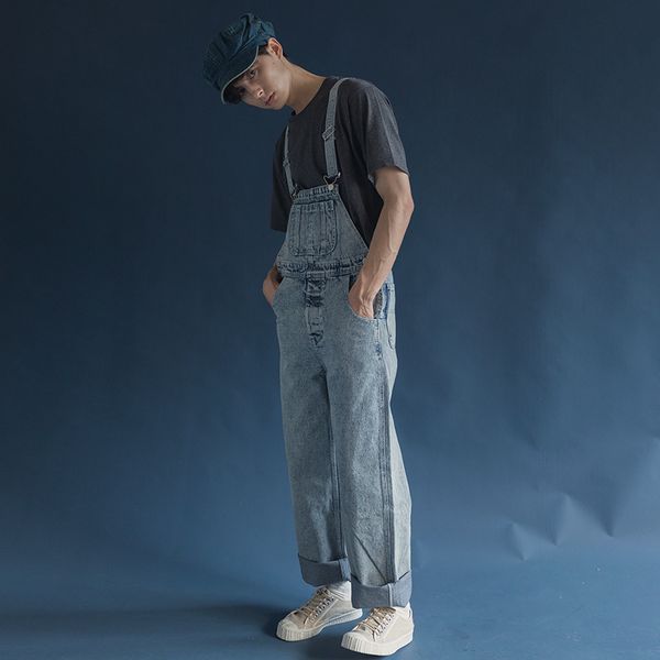 new 2018 men's clothing gd hair stylist fashion retro distress snowflake rompers loose couple denim bib pants singer costumes, Blue
new 2018 men's clothing gd hair stylist fashion retro distress snowflake rompers loose couple denim bib pants singer costumes, Blue