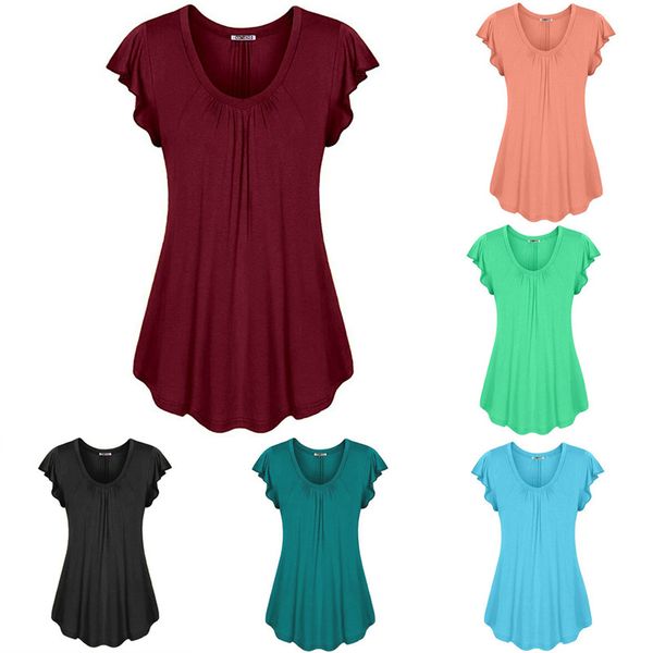 new summer v neck short ruffle sleeve casual blouse women solid color loose blouses plus size s-6xl, White
new summer v neck short ruffle sleeve casual blouse women solid color loose blouses plus size s-6xl, White