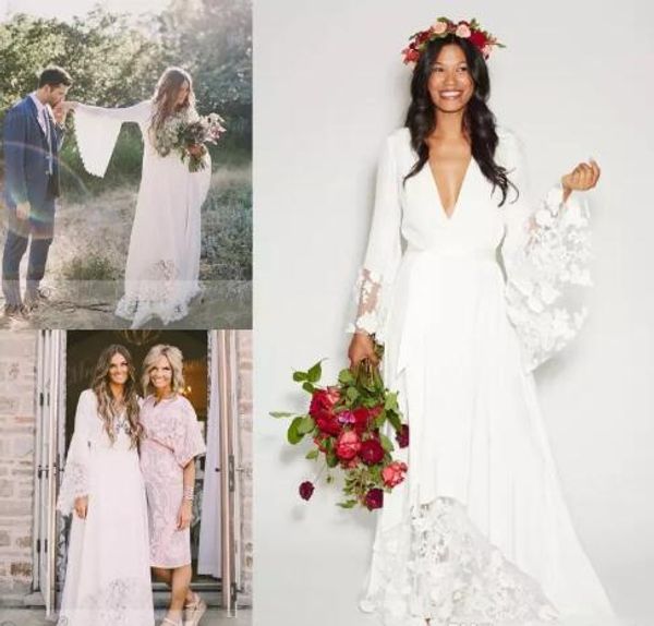 2017 boho beach wedding dresses bohemian long bell sleeve lace flower bridal gowns plus size hippie wedding dress, White
2017 boho beach wedding dresses bohemian long bell sleeve lace flower bridal gowns plus size hippie wedding dress, White