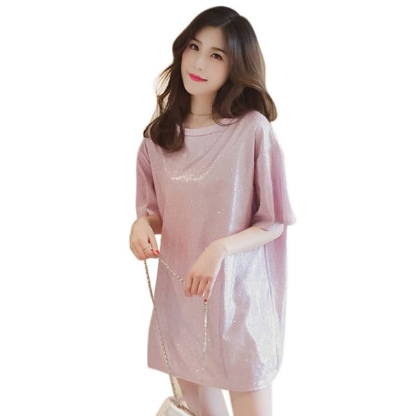 women's fashion o-neck slim bright silk t-shirts summer short sleeve casual mid long tees 2018 new arrival, White
women's fashion o-neck slim bright silk t-shirts summer short sleeve casual mid long tees 2018 new arrival, White