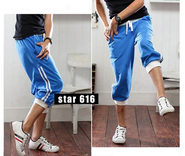 young man capris shorts summer casual sports jogger shorts elastic waist half shorts, White;black
young man capris shorts summer casual sports jogger shorts elastic waist half shorts, White;black