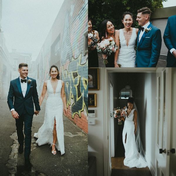 full lace wedding dresses mermaid backless deep v-neck illusion wedding dress floor length custom made bridal gowns, White
full lace wedding dresses mermaid backless deep v-neck illusion wedding dress floor length custom made bridal gowns, White