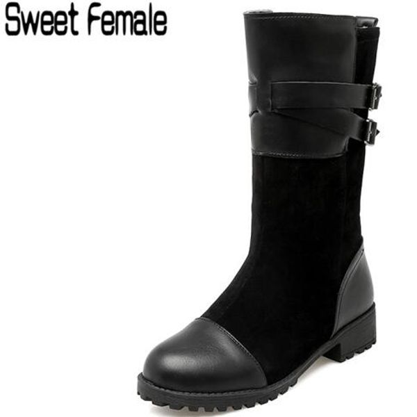 sweet female 5543 winter warm snow boots fashion platform shoes low heels mid calf boots women pu leather + suede snow boots, Black
sweet female 5543 winter warm snow boots fashion platform shoes low heels mid calf boots women pu leather + suede snow boots, Black