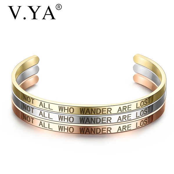 v.ya "not all who wander are lost" open cuff bracelets for women&men stainless steel bangles with inspirational quote gifts, Black
v.ya "not all who wander are lost" open cuff bracelets for women&men stainless steel bangles with inspirational quote gifts, Black