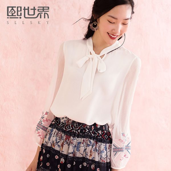 sllsky 2018 spring new long sleeve blouse embroidery shirt women v neck nine quarter woman 111lc130, White
sllsky 2018 spring new long sleeve blouse embroidery shirt women v neck nine quarter woman 111lc130, White
