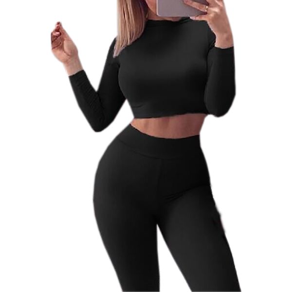 o-neck two piece set autumn winter skinny pants crop women sets sportsuits bodycon outfits set tracksuits female, Gray 
o-neck two piece set autumn winter skinny pants crop women sets sportsuits bodycon outfits set tracksuits female, Gray