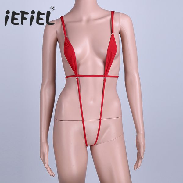 iefiel women lingerie one-piece teddy high cut bikini thong bodysuit sleepwear nightwear half transparent brief sets, Red;black
iefiel women lingerie one-piece teddy high cut bikini thong bodysuit sleepwear nightwear half transparent brief sets, Red;black