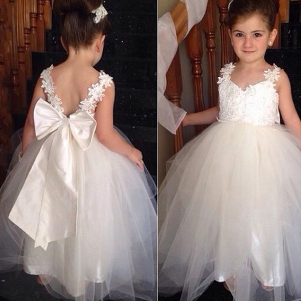 2019 lovely sweetheart neck lace flower girls dresses tulle floor length backless ball gown bow tiered dresses for weddings, White;blue
2019 lovely sweetheart neck lace flower girls dresses tulle floor length backless ball gown bow tiered dresses for weddings, White;blue