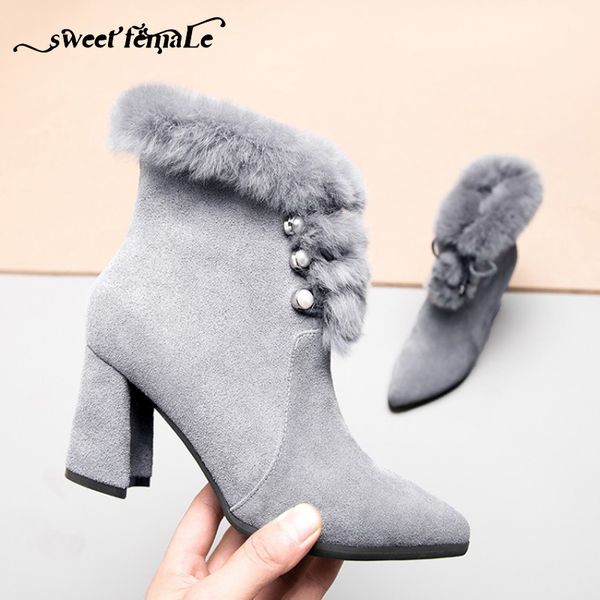 fur natural nubuck leather short boots fashion women's shoes thick with high-heeled lady's zipper snow boots pumps new winter, Black
fur natural nubuck leather short boots fashion women's shoes thick with high-heeled lady's zipper snow boots pumps new winter, Black
