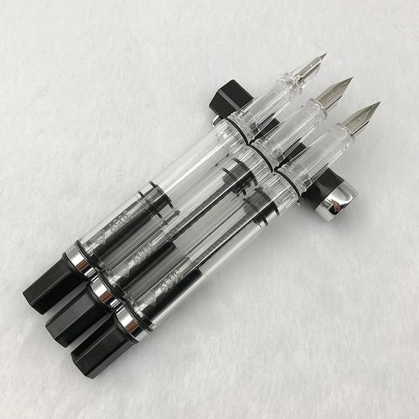 

1pc mae black fountain pen f/ef hooded nib for choose plastic transparent writing ink pens student practise stationery