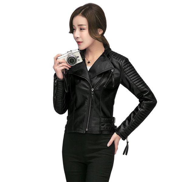 women spring autumn pu leather jacket female casual slim soft moto jacket biker faux leather fashion women coats, Black
women spring autumn pu leather jacket female casual slim soft moto jacket biker faux leather fashion women coats, Black