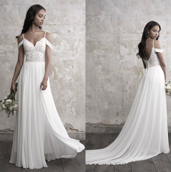 vintage backless wedding dresses spaghetti chiffon floor length slit boho vestido de novia a line slit wedding dress, White
vintage backless wedding dresses spaghetti chiffon floor length slit boho vestido de novia a line slit wedding dress, White