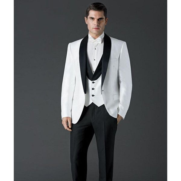 slim fit white men suits for wedding groom tuxedos with black shawl lapel man prom wear three piece(jacket+pants+vest)costume homme, Black;gray
slim fit white men suits for wedding groom tuxedos with black shawl lapel man prom wear three piece(jacket+pants+vest)costume homme, Black;gray