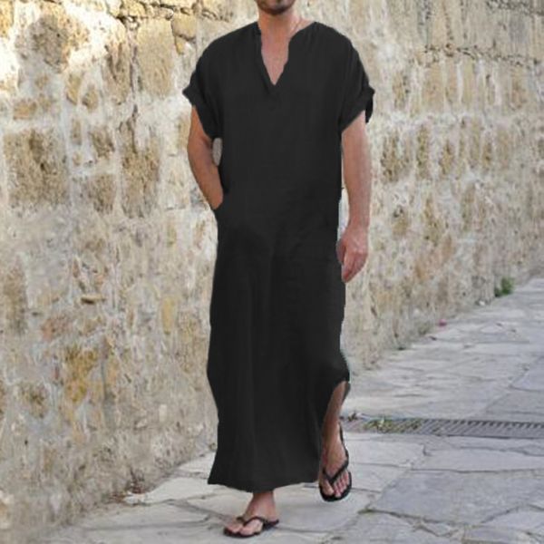 incerun arab style s-5xl robe dress men short sleeve 100%cotton v-neck full length shirts lounge male gown vacation plus size, Black;brown
incerun arab style s-5xl robe dress men short sleeve 100%cotton v-neck full length shirts lounge male gown vacation plus size, Black;brown