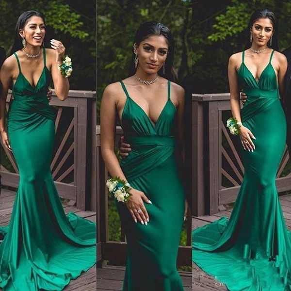 2018 Deep V Neck Long Evening Party Gowns Dark Green Prom Dresses Ruffles Satin Spaghetti Straps Sweep Train Cheap Festa De Festa
2018 Deep V Neck Long Evening Party Gowns Dark Green Prom Dresses Ruffles Satin Spaghetti Straps Sweep Train Cheap Festa De Festa