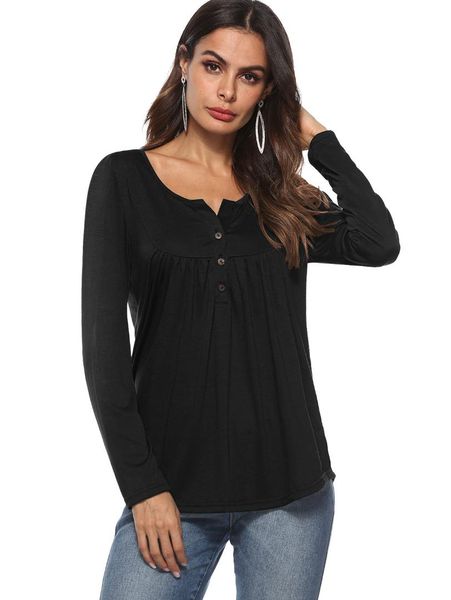 gamiss women casual scoop neck long sleeve button embellished 2018 new fashions autumn solid t shirts women clothings, White
gamiss women casual scoop neck long sleeve button embellished 2018 new fashions autumn solid t shirts women clothings, White