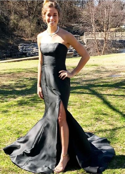 womens strapless mermaid black bridesmaid dresses long floor length chapel train sleeveless prom gowns for formal wedding party, Red;white
womens strapless mermaid black bridesmaid dresses long floor length chapel train sleeveless prom gowns for formal wedding party, Red;white