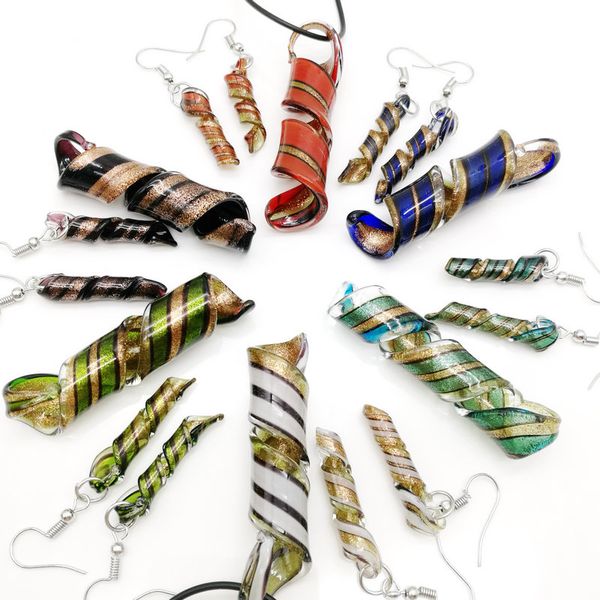wholesale 6 sets swirl lampwork glass pendant necklace earrings fashion jewelry there are six colors available, Silver
wholesale 6 sets swirl lampwork glass pendant necklace earrings fashion jewelry there are six colors available, Silver
