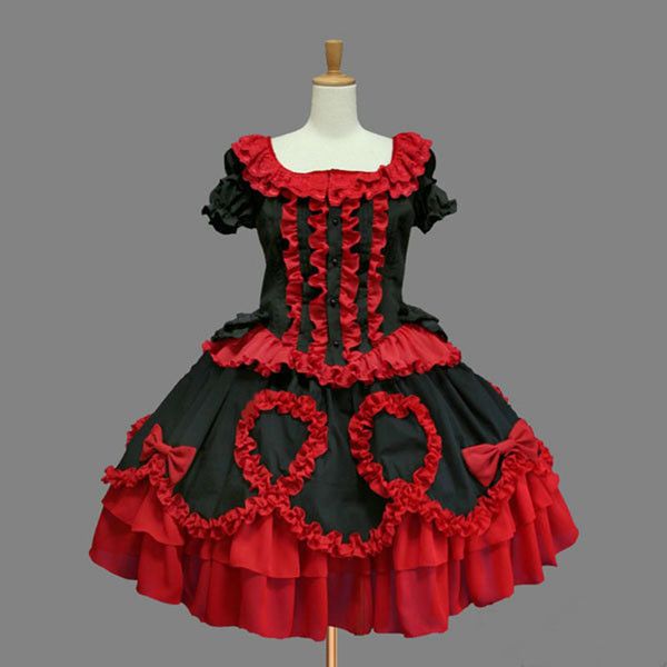 customized 2018 sweet square collar short sleeve red and black cotton layered lolita dress for girl drop shipping, Black;red
customized 2018 sweet square collar short sleeve red and black cotton layered lolita dress for girl drop shipping, Black;red