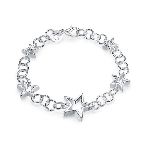five empty star bracelet - added brand sterling silver plated bracelet ; new arrival fashion men and women 925 silver bracelet spb178, Golden;silver 
five empty star bracelet - added brand sterling silver plated bracelet ; new arrival fashion men and women 925 silver bracelet spb178, Golden;silver