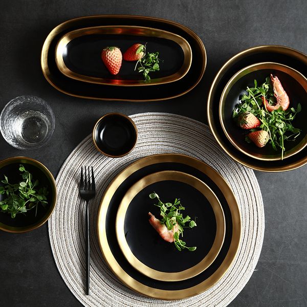 handmade contemporary ripple design gold rimmed ceramic dinnerware creative dinner plates serving platter salad bowls black white
handmade contemporary ripple design gold rimmed ceramic dinnerware creative dinner plates serving platter salad bowls black white