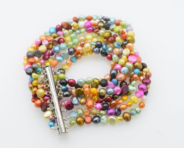 8rows freshwater pearl bracelet multicolor baroque 5-7mm 7.5inch nature fppj wholesale beads, Black
8rows freshwater pearl bracelet multicolor baroque 5-7mm 7.5inch nature fppj wholesale beads, Black