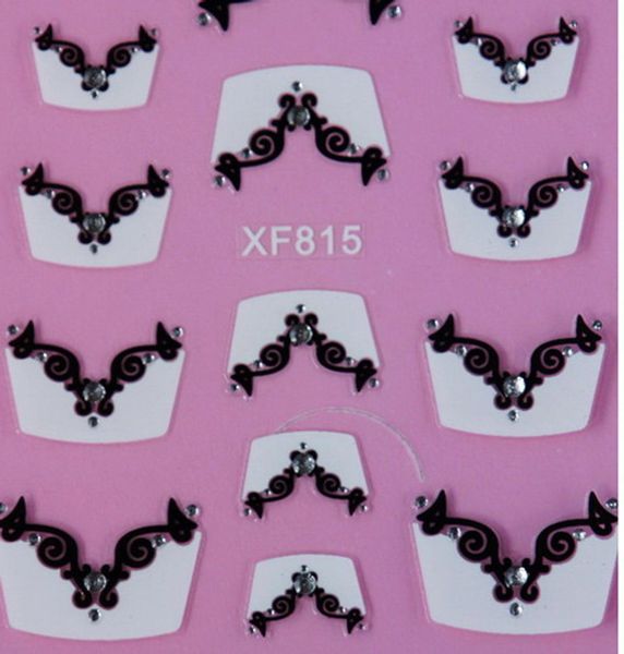 1 sheet 3d design nail art tips water transfer stickers decals with rhinestones decoration french diy styling tools saxf815, Black
1 sheet 3d design nail art tips water transfer stickers decals with rhinestones decoration french diy styling tools saxf815, Black