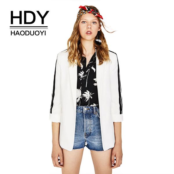hdy haoduoyi office lady autumn side collision color barge collar suit white black solid turn-down open stich wide-waisted coat, Black;brown
hdy haoduoyi office lady autumn side collision color barge collar suit white black solid turn-down open stich wide-waisted coat, Black;brown