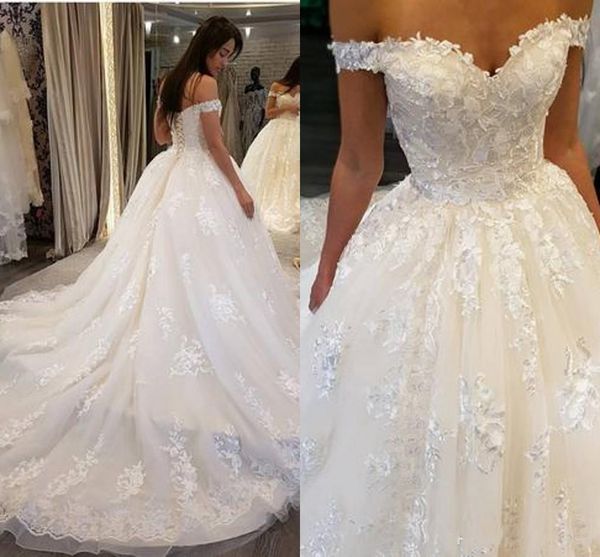 Appliques Lace Wedding Dresses Sweetheart Backless Off-The-Shoulder Ball Gowns Mopping Sleeveless Autumn Wedding Bridal Gowns Custom Made
Appliques Lace Wedding Dresses Sweetheart Backless Off-The-Shoulder Ball Gowns Mopping Sleeveless Autumn Wedding Bridal Gowns Custom Made