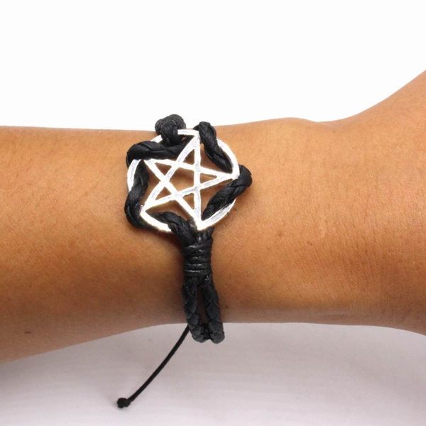 round pentagram black rope bracelet vintage fashion handmade adjustable bracelets & bangles wholesale, White
round pentagram black rope bracelet vintage fashion handmade adjustable bracelets & bangles wholesale, White