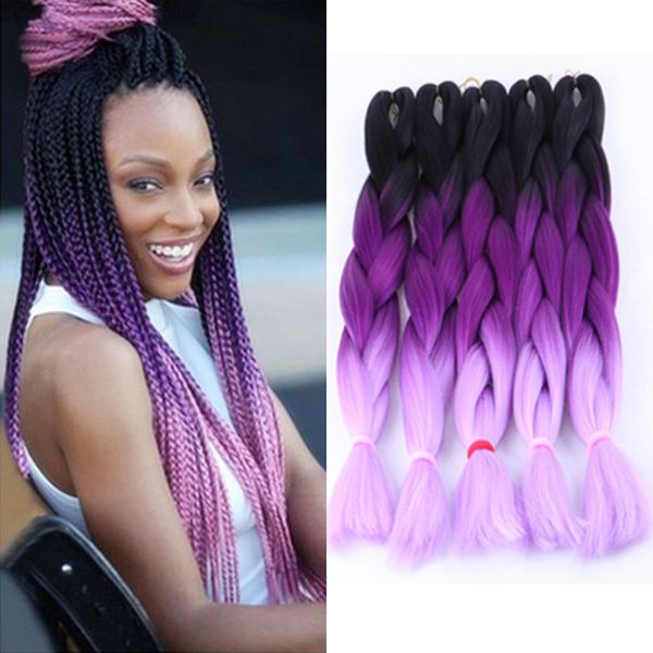 wholesale kanekalon three tone ombre braiding hair extensions 24 inch 100g/pc xpression synthetic crochet twist jumbo braids hair purple, Black
wholesale kanekalon three tone ombre braiding hair extensions 24 inch 100g/pc xpression synthetic crochet twist jumbo braids hair purple, Black