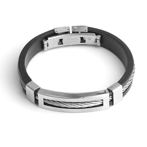 men silicone bracelet personality titanium steel bangle wristband stainless pendant hand decoration, Golden;silver
men silicone bracelet personality titanium steel bangle wristband stainless pendant hand decoration, Golden;silver