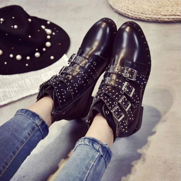 2017 new leather rivets booties buckle straps thick heel black ankle boots studded decorated motorcycle woman boots
2017 new leather rivets booties buckle straps thick heel black ankle boots studded decorated motorcycle woman boots
