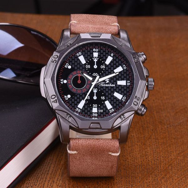 big dial watch for men reloj brand luxury watches quartz leather sport wristwatches clock gifts christmas, Slivery;brown
big dial watch for men reloj brand luxury watches quartz leather sport wristwatches clock gifts christmas, Slivery;brown