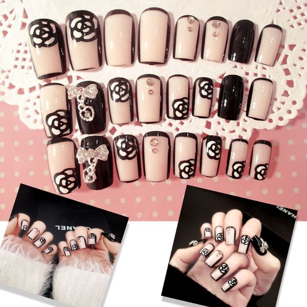 fashion beauty french manicure fake nails acrylic false nail tips gift 24pcs/set, Black
fashion beauty french manicure fake nails acrylic false nail tips gift 24pcs/set, Black