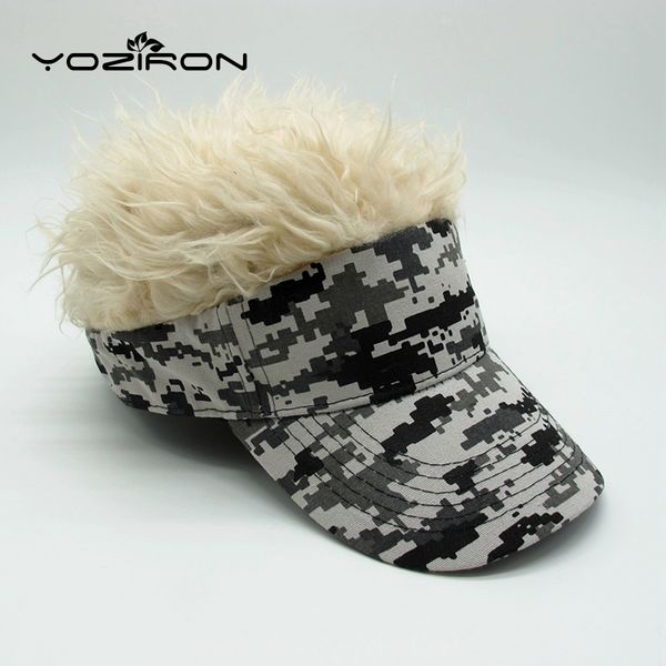 yoziron new fashion men women camo cotton funny wig baseball caps men women adjustable casual snapback hat, Blue;gray