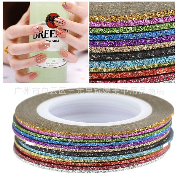 1mm 12 color glitter nail striping line tape sticker set art decorations diy tips for polish nail gel 2017 new, Silver;gold
1mm 12 color glitter nail striping line tape sticker set art decorations diy tips for polish nail gel 2017 new, Silver;gold