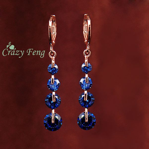 crazy feng fashion new women gold-color pink cz crystal pierced dangle drop earrings wedding jewelry earring, Silver 
crazy feng fashion new women gold-color pink cz crystal pierced dangle drop earrings wedding jewelry earring, Silver