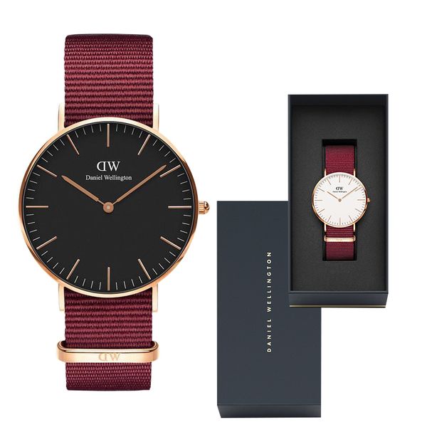 2018 new fashion Daniel watches red blue nylon belt 36MM business casual brand ladies quartz watch