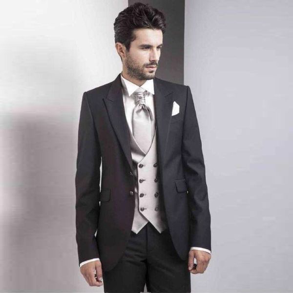 black men suits 2018 italian groom tuxedos peaked lapel 3 pieces double breasted ivory vest man blazers jacket men suits with pants, Black;gray
black men suits 2018 italian groom tuxedos peaked lapel 3 pieces double breasted ivory vest man blazers jacket men suits with pants, Black;gray