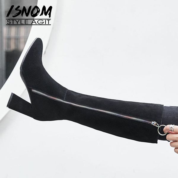 isnom new kid suede high heels women boots pointed toe zip footwear knee high female boot shoes woman 2018 winter plus size 43, Black
isnom new kid suede high heels women boots pointed toe zip footwear knee high female boot shoes woman 2018 winter plus size 43, Black